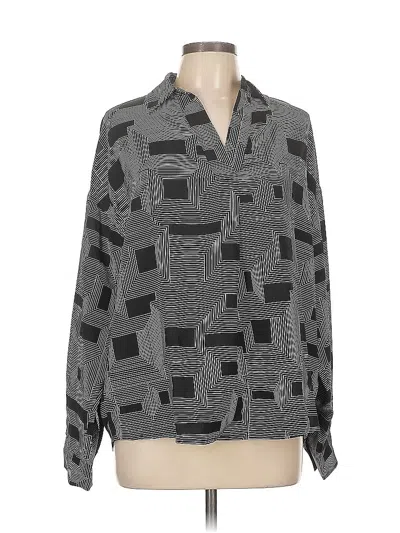 Pre-owned Rafaella Long Sleeve Blouse In Gray