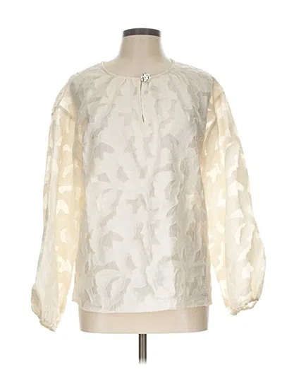 Pre-owned Rafaella Long Sleeve Blouse In Ivory
