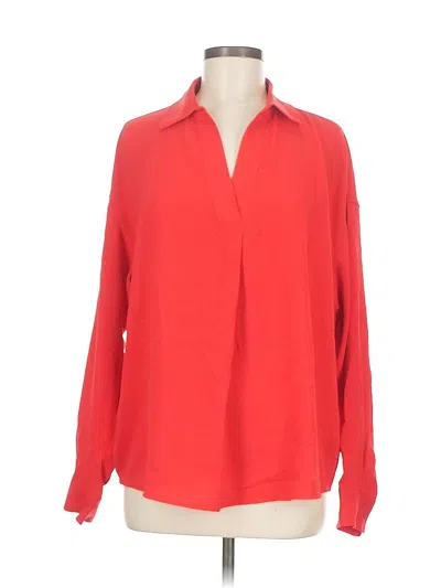 Pre-owned Rafaella Long Sleeve Blouse In Red