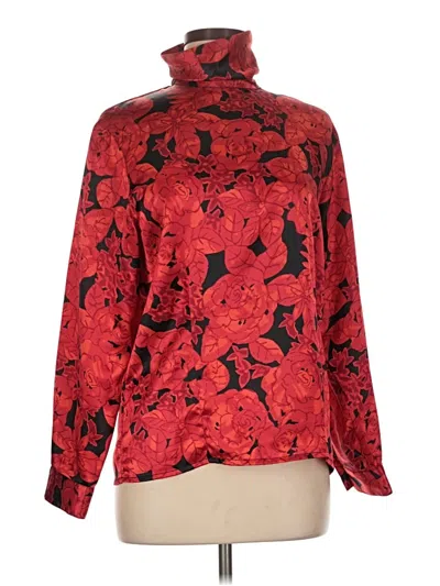 Pre-owned Rafaella Long Sleeve Blouse In Red