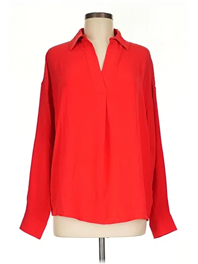 Pre-owned Rafaella Long Sleeve Blouse In Red
