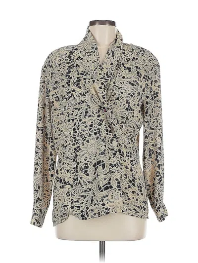 Pre-owned Rafaella Long Sleeve Blouse In White