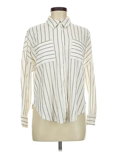 Pre-owned Rafaella Long Sleeve Blouse In White