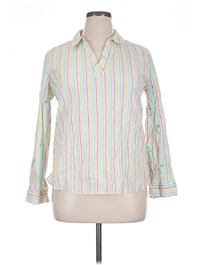 Pre-owned Rafaella Long Sleeve Button Down Shirt In Ivory