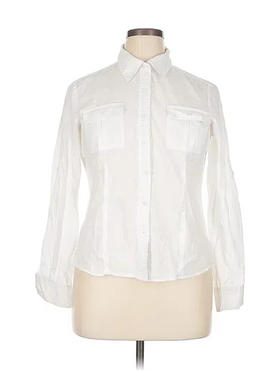 Pre-owned Rafaella Long Sleeve Button Down Shirt In White
