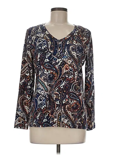 Pre-owned Rafaella Long Sleeve Henley Shirt In Blue