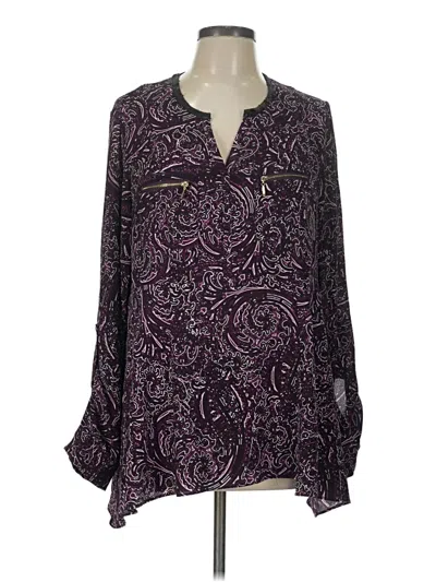 Pre-owned Rafaella Long Sleeve Henley Shirt In Purple