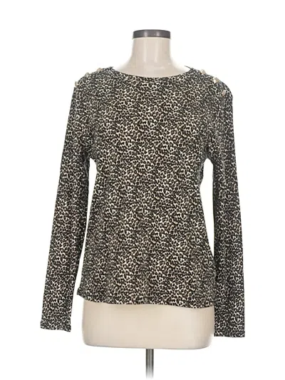 Pre-owned Rafaella Long Sleeve Top Black Keyhole Neckline Tops