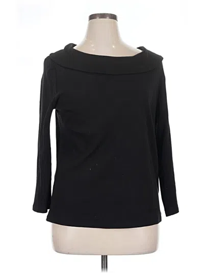 Pre-owned Rafaella Long Sleeve Top Black Off The Shoulder Neckline Tops