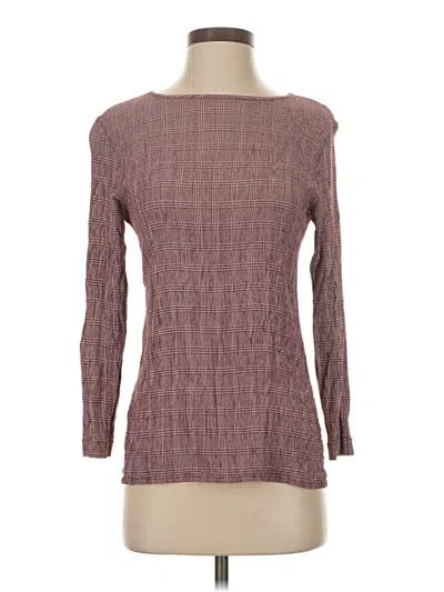 Pre-owned Rafaella Long Sleeve Top Burgundy Square Neckline Tops