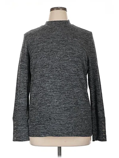 Pre-owned Rafaella Long Sleeve Top Gray Turtleneck Tops