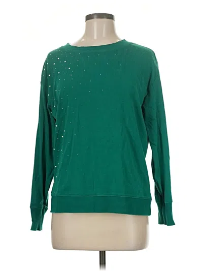 Pre-owned Rafaella Long Sleeve Top Green Crew Neck Tops