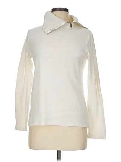 Pre-owned Rafaella Long Sleeve Top Ivory Turtleneck Tops