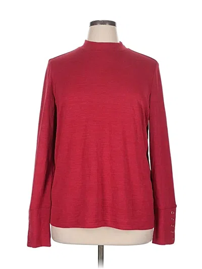 Pre-owned Rafaella Long Sleeve Top Red Turtleneck Tops