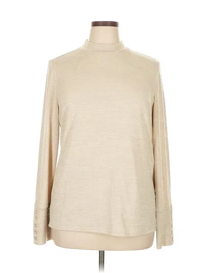 Pre-owned Rafaella Long Sleeve Top Tan Turtleneck Tops In Brown