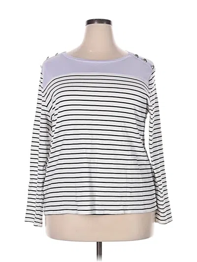 Pre-owned Rafaella Long Sleeve Top White Boatneck Tops