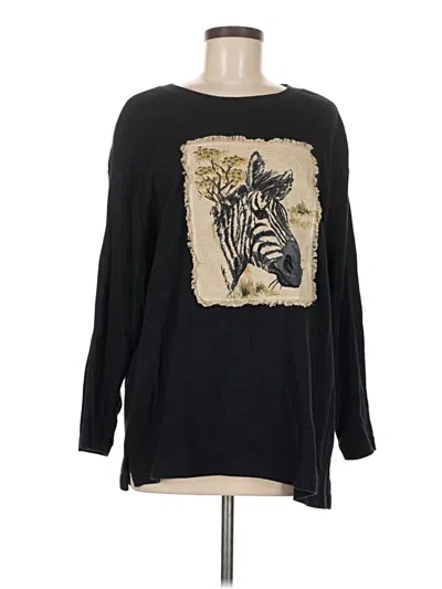 Pre-owned Rafaella Long Sleeve T-shirt In Black