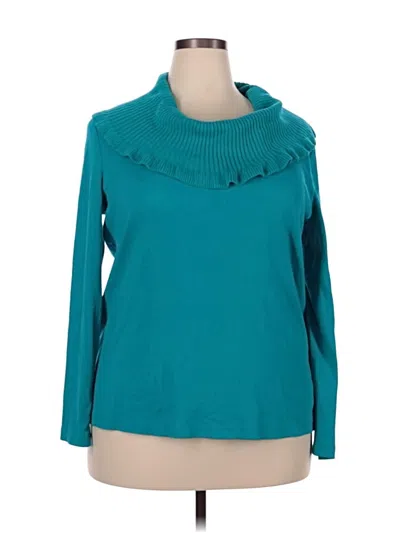 Pre-owned Rafaella Long Sleeve Turtleneck In Teal