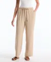 Rafaella Petite Drawstring Wide-leg Pants In Neutral