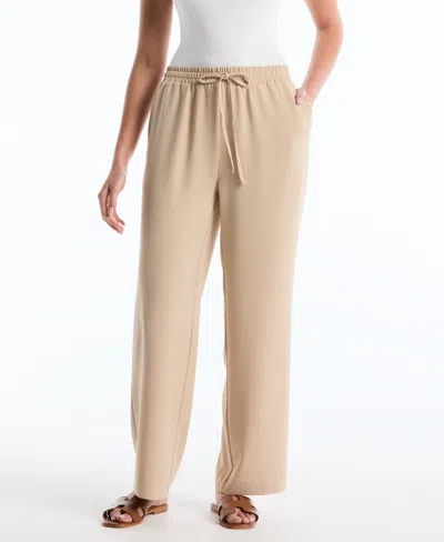 Rafaella Petite Drawstring Wide-leg Pants In Neutral