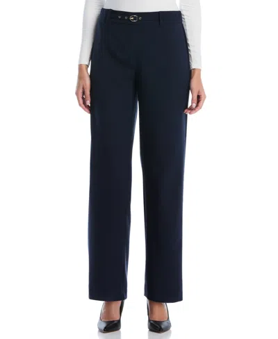 Rafaella Petite Novelty Pull-on Wide-leg High-rise Pants In Blue