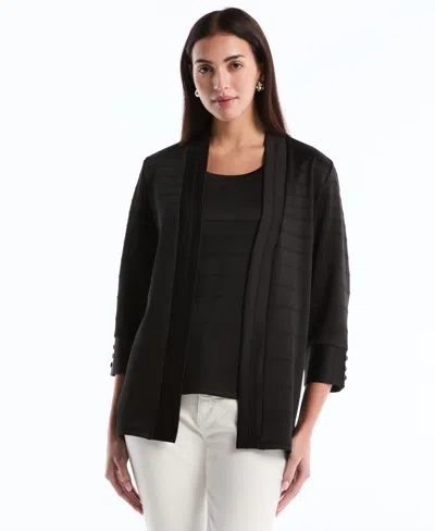 Rafaella Petite Ottoman Knit Cardigan Sweater In Black