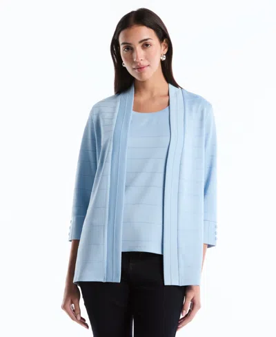 Rafaella Petite Ottoman Knit Cardigan Sweater In Blue