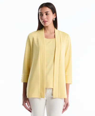 Rafaella Petite Ottoman Knit Cardigan Sweater In Yellow