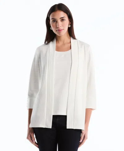 Rafaella Petite Ottoman Knit Cardigan Sweater In White