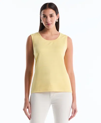 Rafaella Petite Ottoman Knit Sleeveless Top In Pale Banana