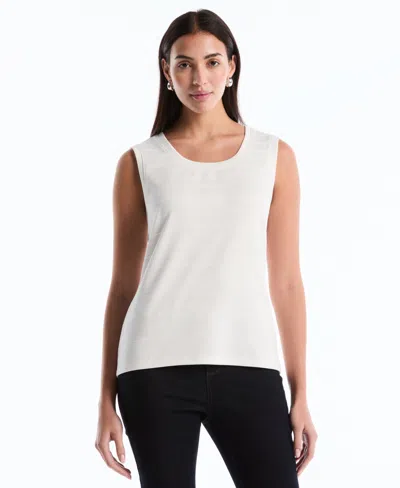 Rafaella Petite Ottoman Knit Sleeveless Top In White