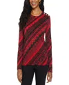 Rafaella Petite Paisley Stripe Button Detail Long Sleeve Top In Multi