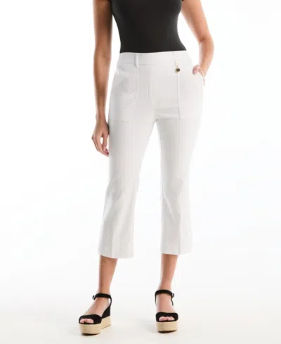 Rafaella Petite Porkchop Pocket Kick Flare Pants In White