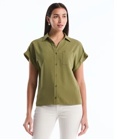 Rafaella Petite Roll Short-sleeve Shirt In Green