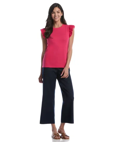 Rafaella Petite Ruffle Cap-sleeve Top In Pink