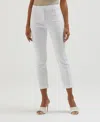 Rafaella Petite Satin Luxe Straight Leg Crop Pull On Pants In White