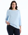 Rafaella Plus Size Boat Neck Pull-on Top In Blue