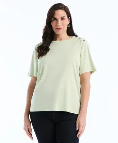 Rafaella Plus Size Button Detail Short-sleeve Top In Gold