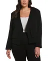 Rafaella Plus Size Cropped Angled Open Blazer In Black