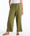 Rafaella Plus Size Drawstring Wide-leg Pants In Green