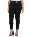 Rafaella Plus Size Faux Leather Trimmed Pull-on Pant In Black