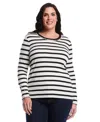 Rafaella Plus Size Long Sleeve Top In White