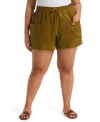 Rafaella Plus Size Modern Fit Seamed Linen Shorts In Olive Drap