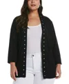 Rafaella Plus Size Open Front Cardigan Sweater In Black