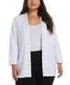 Rafaella Plus Size Open Front Cardigan Sweater In White