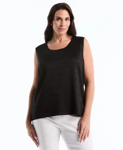 Rafaella Plus Size Ottoman Knit Sleeveless Crewneck Top In Black