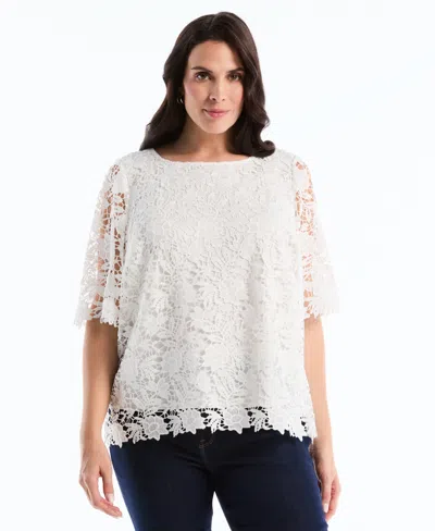 Rafaella Plus Size Ottoman Open Front Knit Cardigan Sweater In White