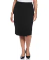 Rafaella Plus Size Ponte Asymmetrical Wrap Skirt In Black