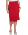 Rafaella Plus Size Ponte Asymmetrical Wrap Skirt In Ruby