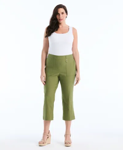 Rafaella Plus Size Porkchop Pocket Kick Flare Pants In Green